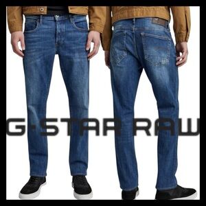 G-Star Raw 3301 Medium Blue Button Fly Mid-Rise Jeans (34x30)
